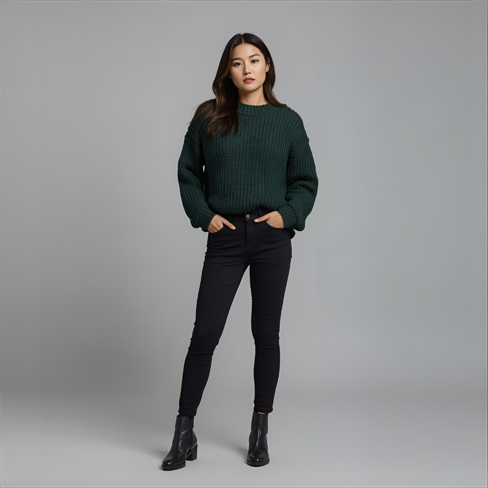 EMERALYN | Cozy Green Knitwear Sweater